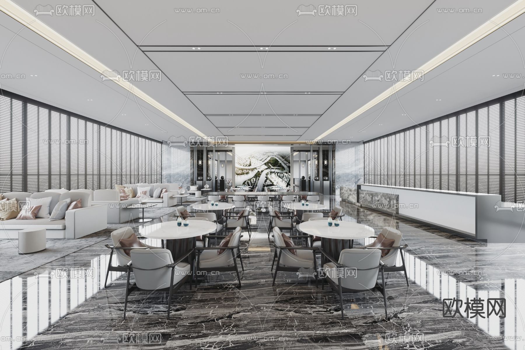 现代售楼处洽谈区3d模型下载