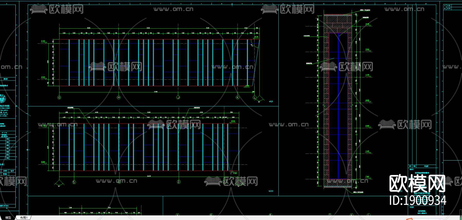 幕墙cad大详图下载（渲染图3）