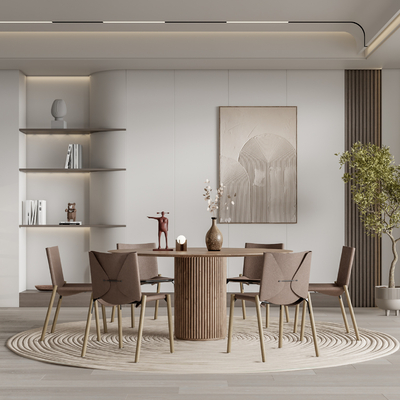 现代实木餐桌椅su模型