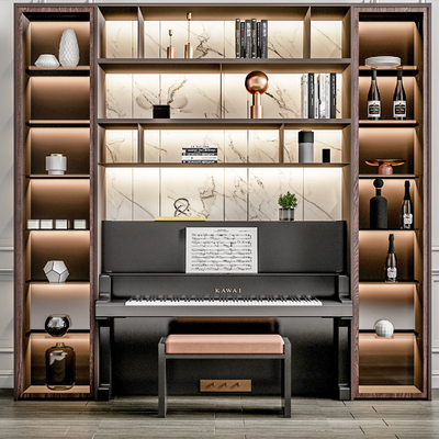  现代钢琴房钢琴su模型 