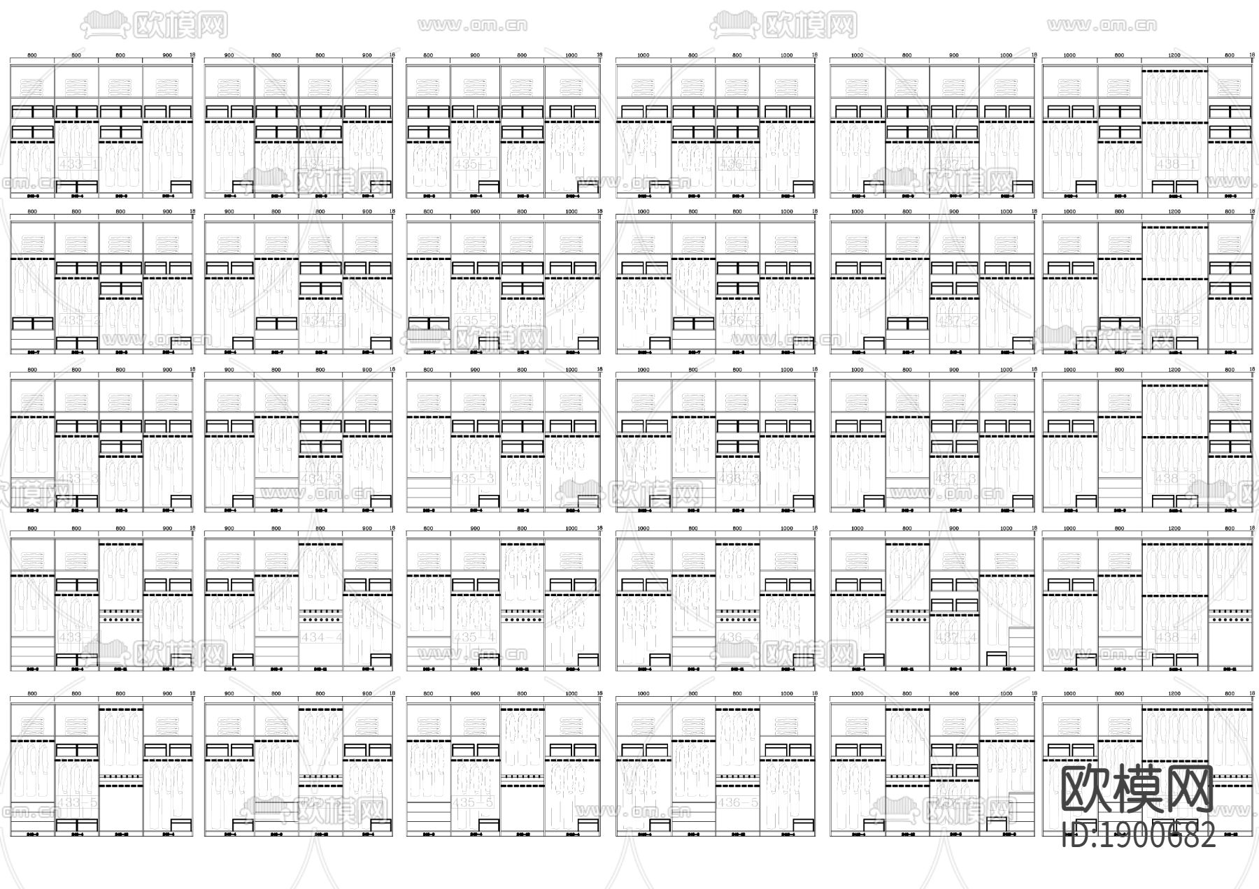 百款成品衣柜cad模块下载（渲染图2）