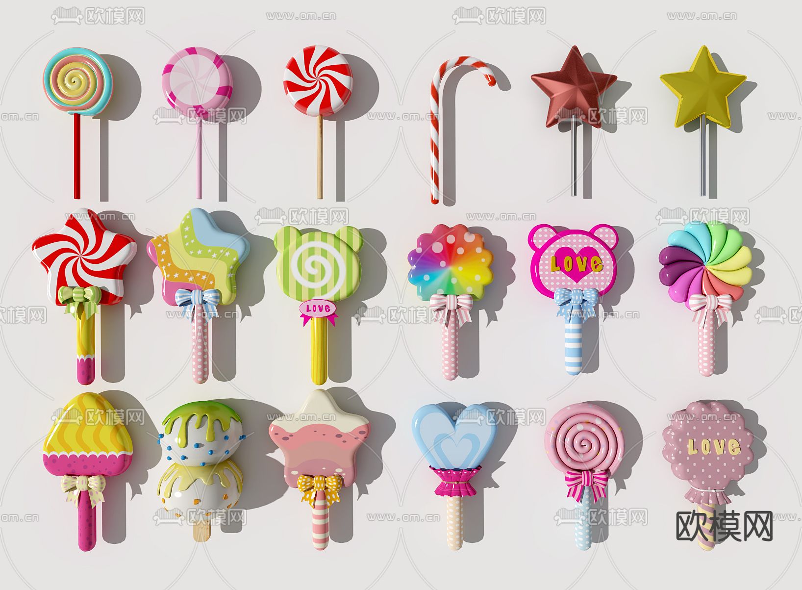 现代波板糖棒棒糖3d模型下载