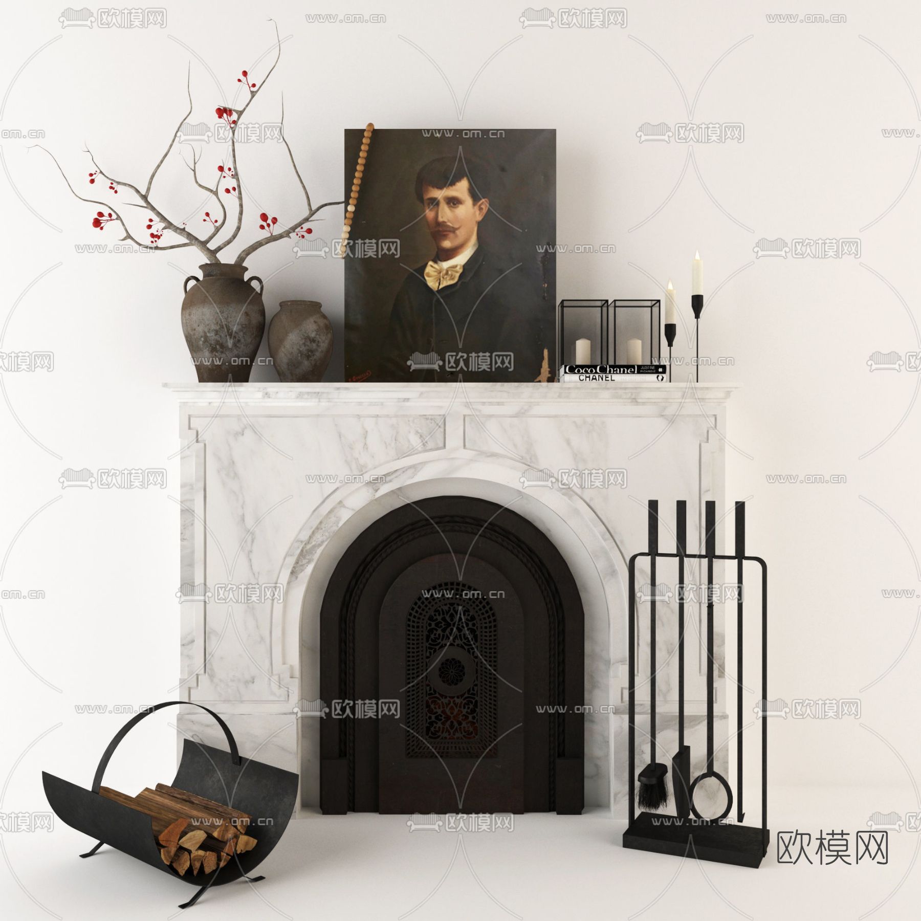 简欧壁炉免费3d模型下载