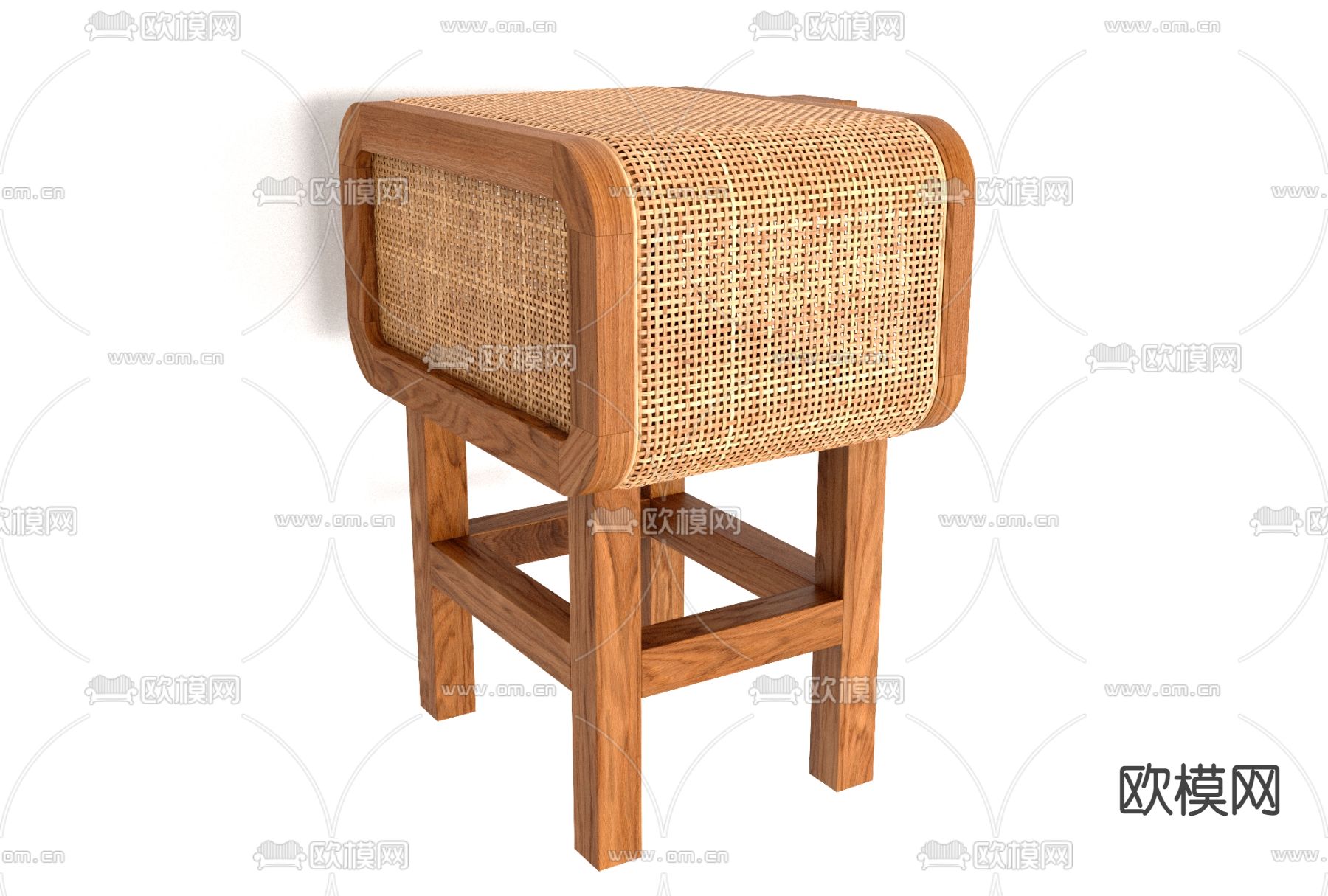 侘寂实木边几角几免费3d模型下载