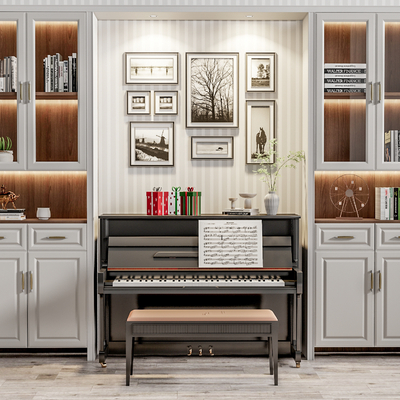  现代钢琴房钢琴su模型 