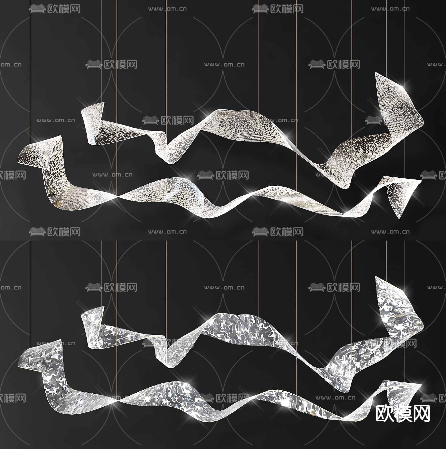 现代水晶飘带装饰灯3d模型下载_ID11751407_3dmax免费模型-欧模网