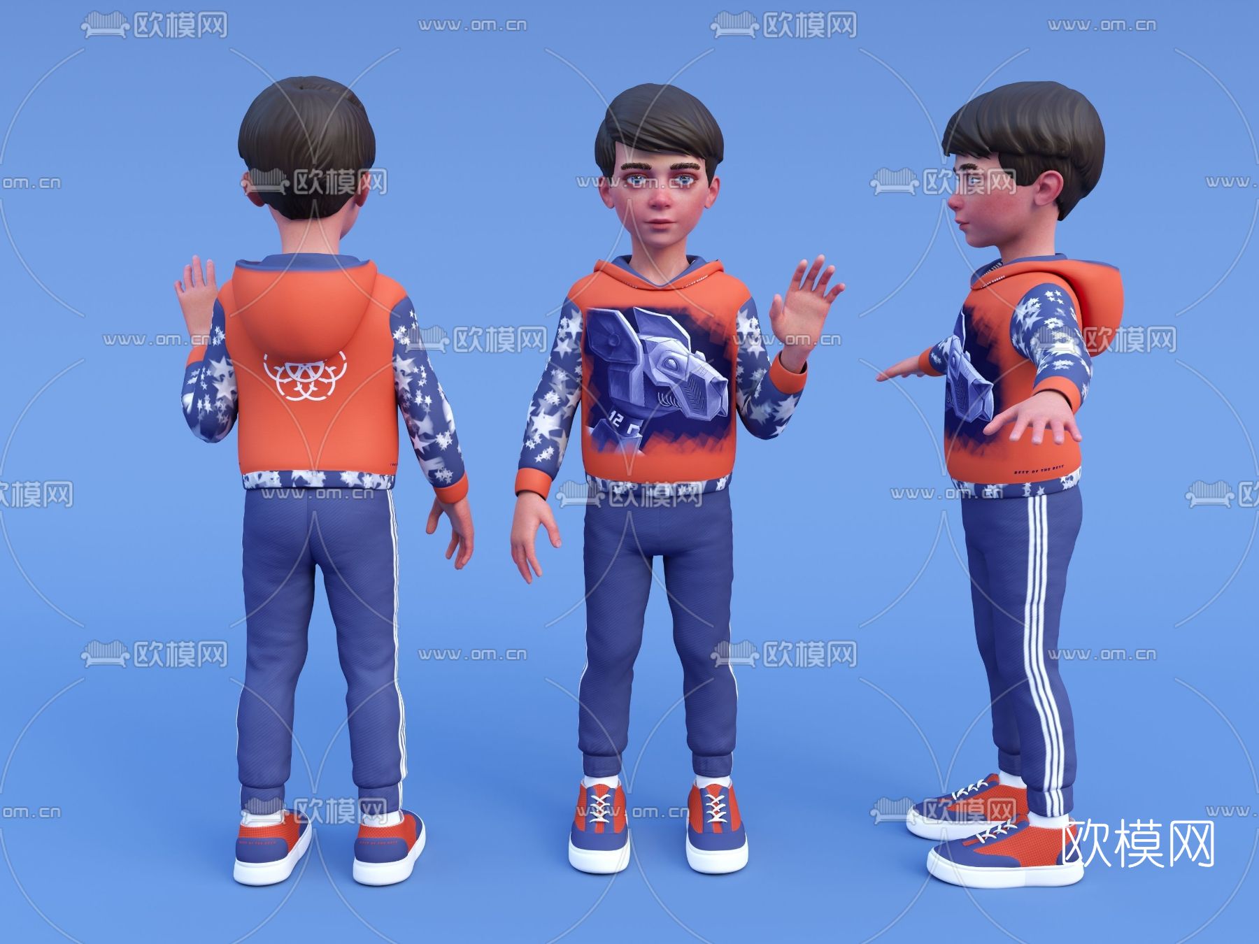 现代卡通男孩角色免费3d模型下载