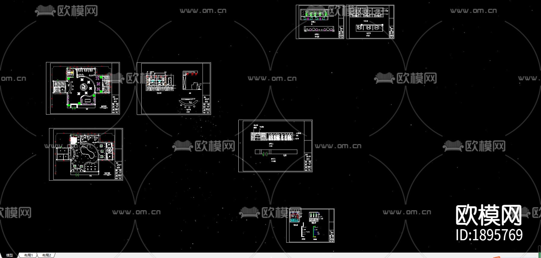 咖啡厅CAD施工图下载（渲染图2）