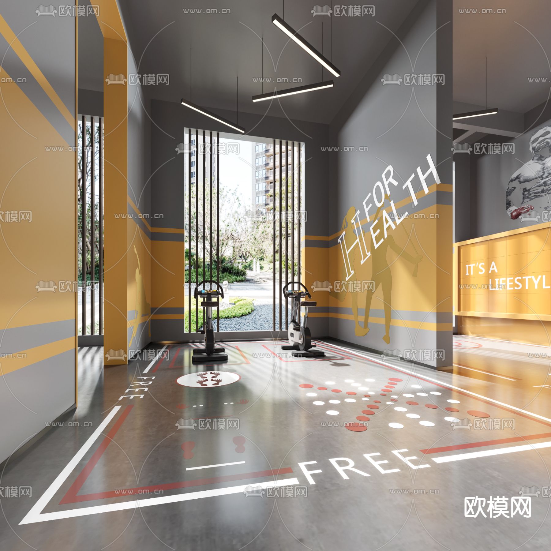 现代健身房3d模型