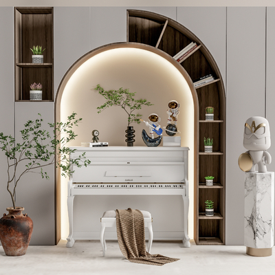  现代钢琴房钢琴su模型 