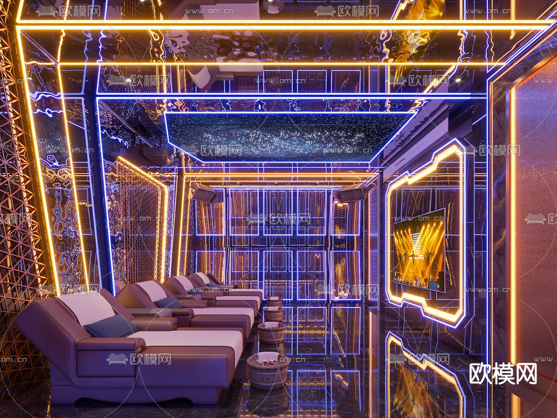 现代足疗沐足阁包房3d模型下载