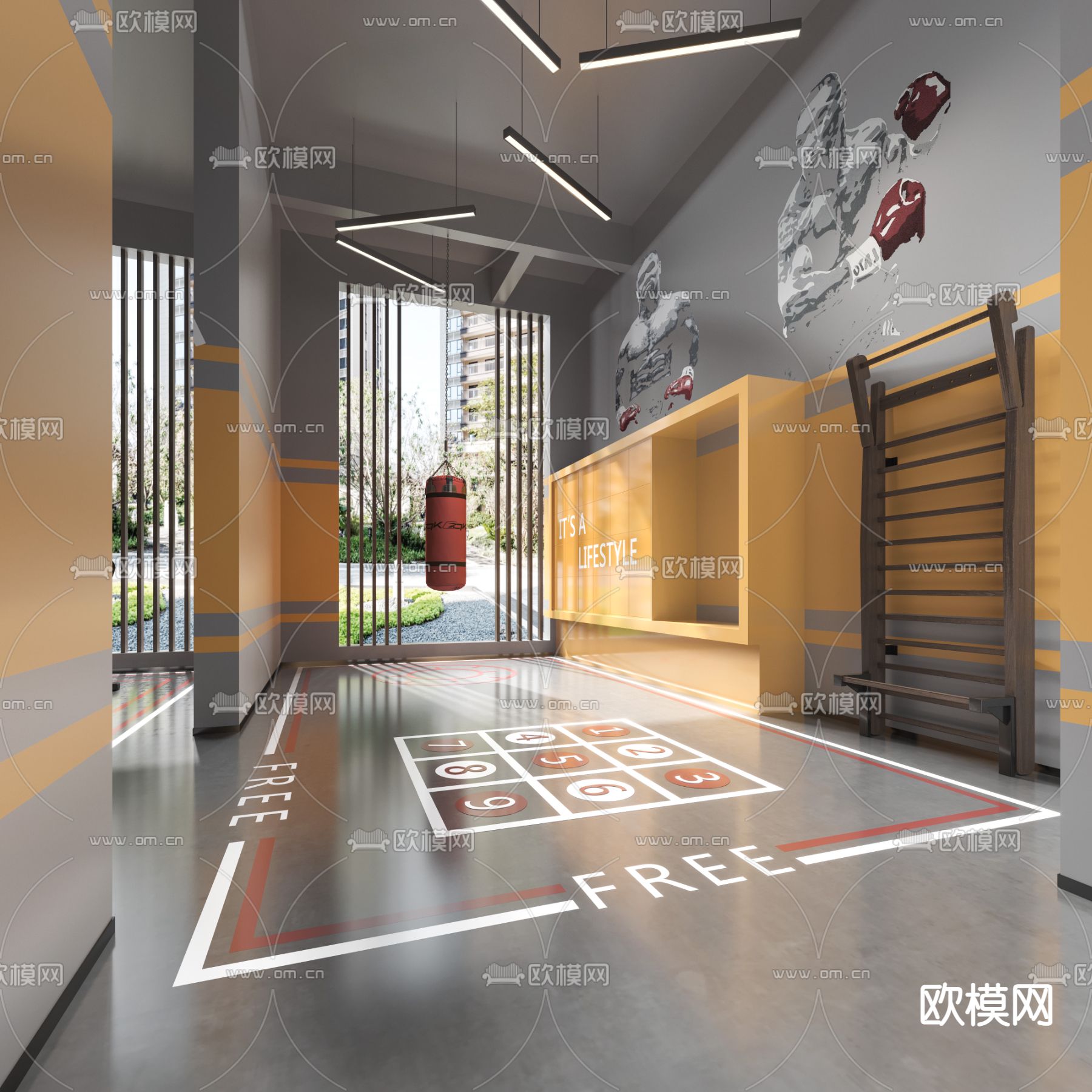 现代健身房3d模型