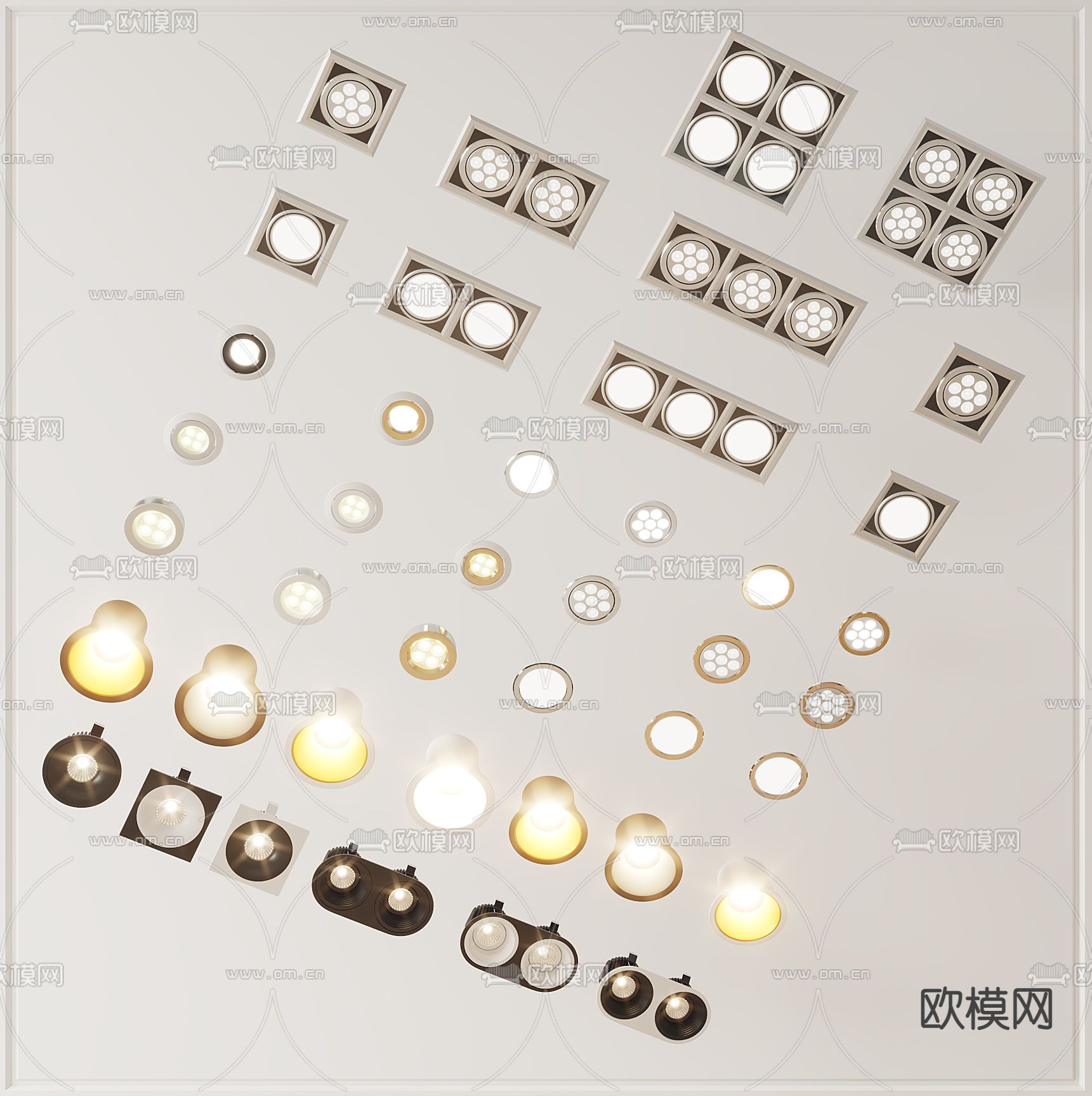 现代筒灯射灯3d模型