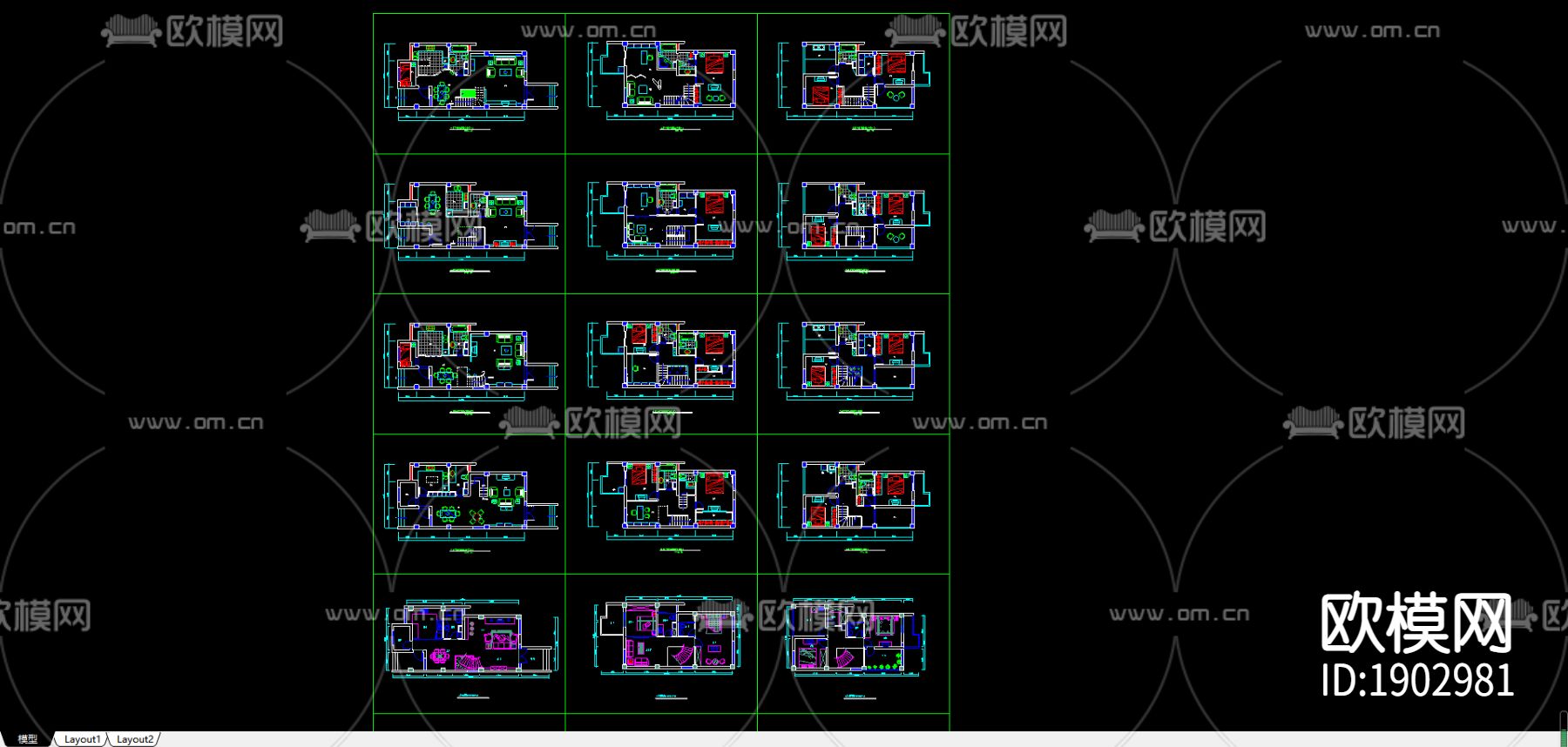 别墅cad施工图-免费3dmax模型库-欧模网