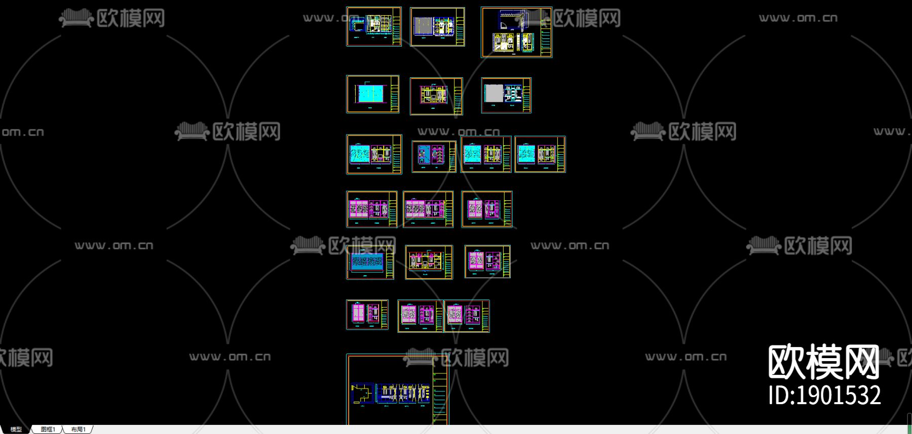 衣柜cad立面尺寸图下载（渲染图2）