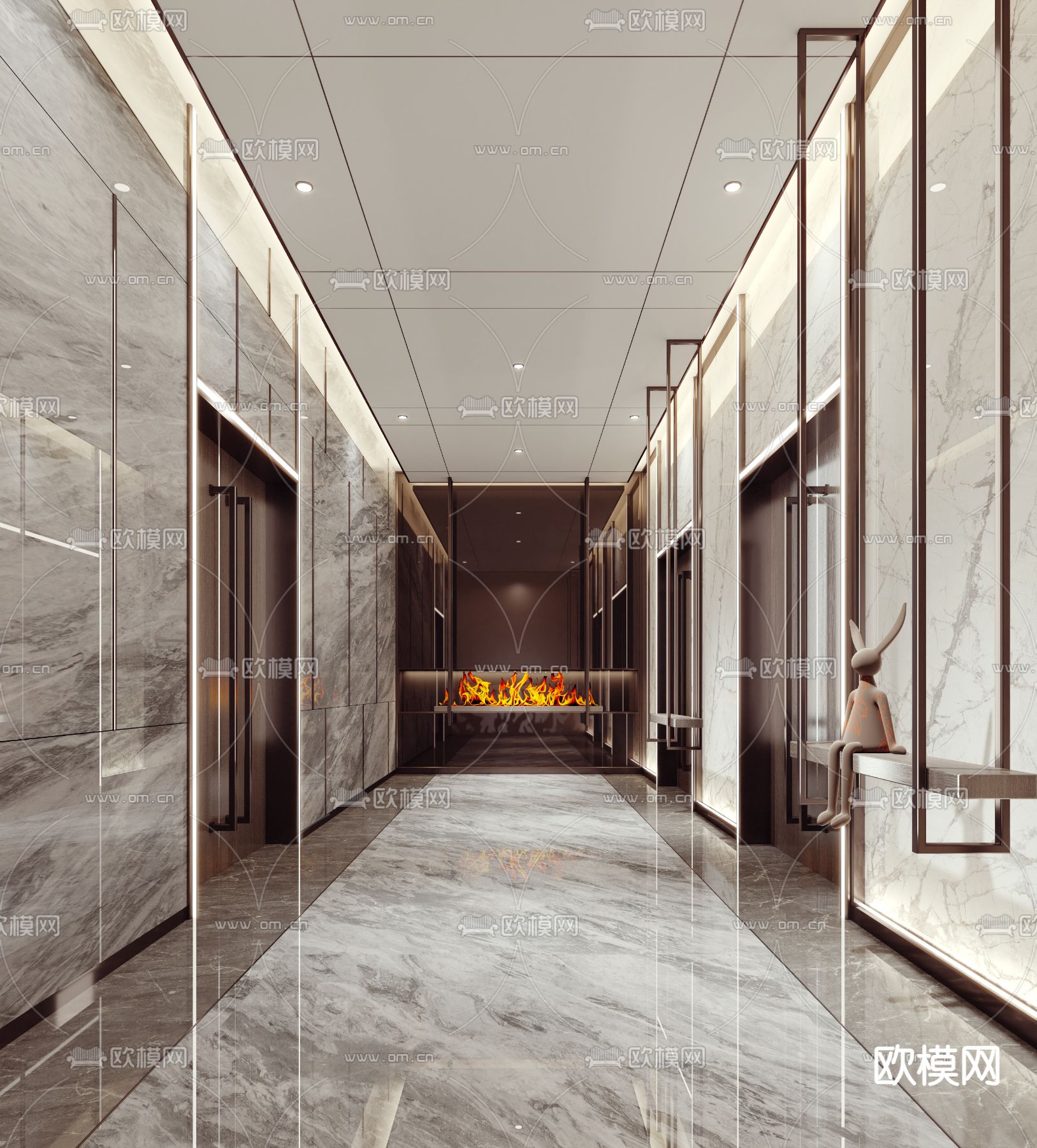 现代酒店走廊3d模型
