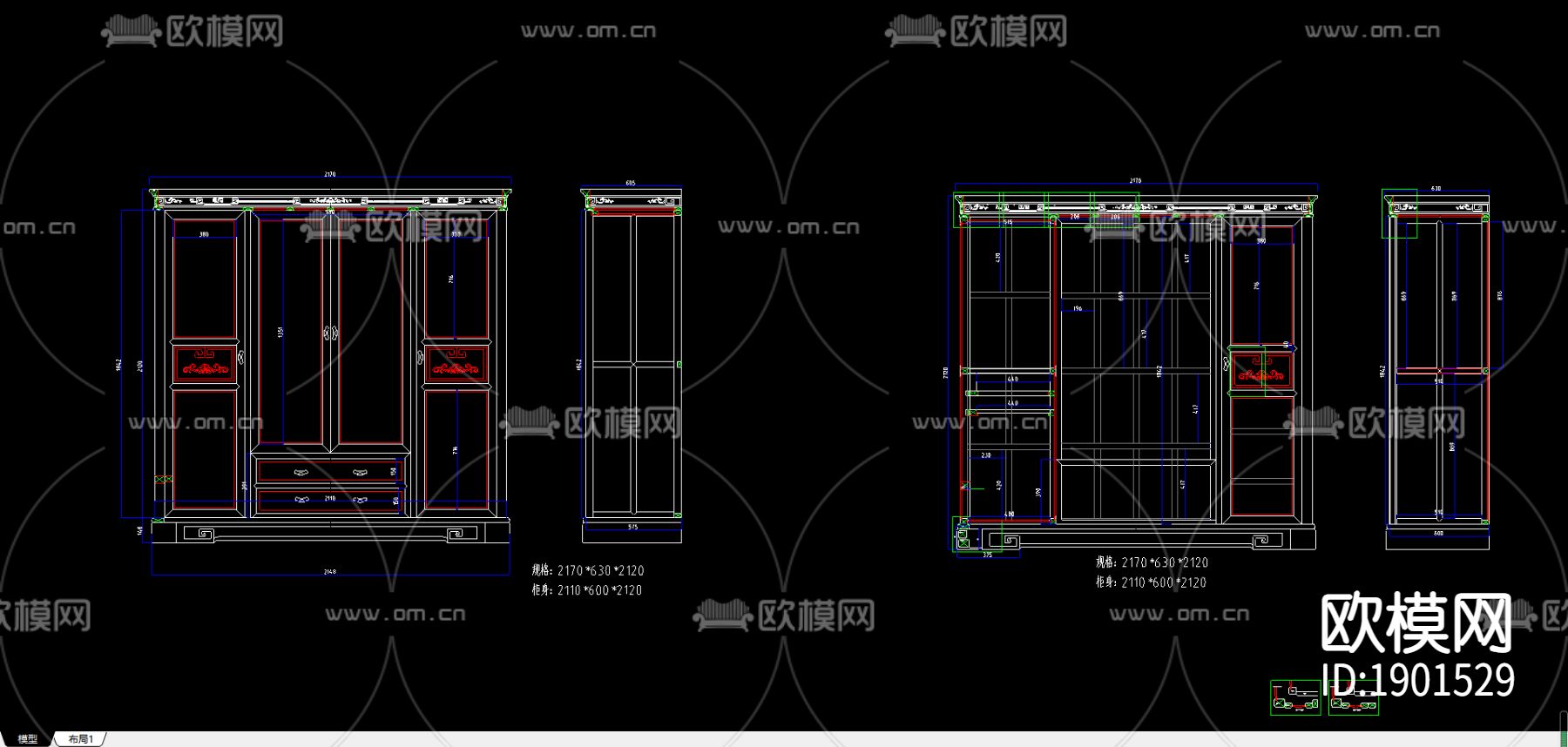 衣柜cad立面尺寸图下载
