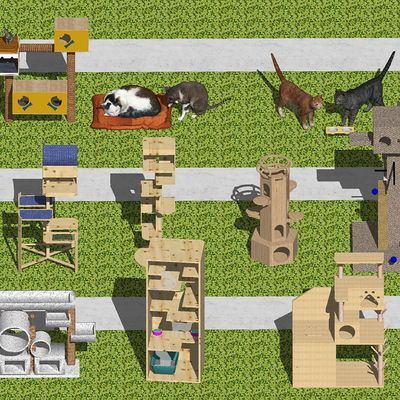  现代猫舍猫爬架su模型 