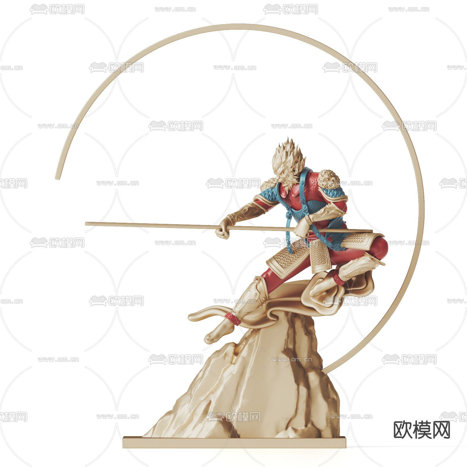 新中式齐天大圣孙悟空雕塑3d模型下载