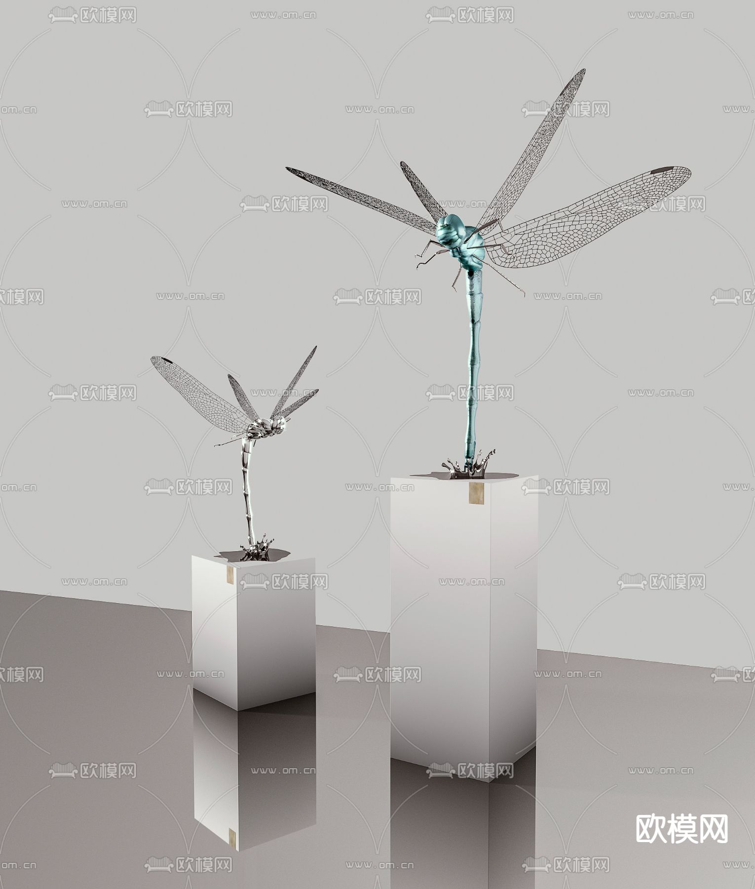 现代蜻蜓雕塑3d模型