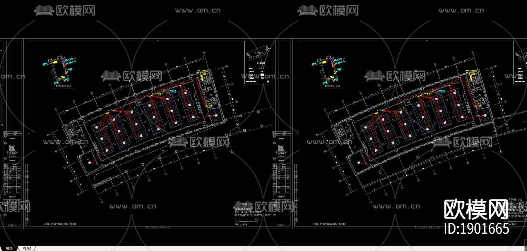 电力应急照明cad电路布置图下载（渲染图2）