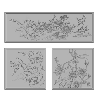  中式雕刻图案su模型 