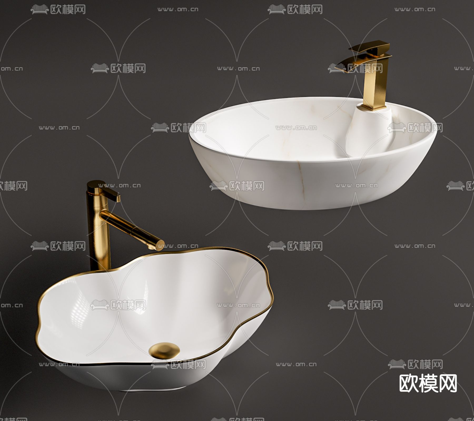简欧洗面盆su模型下载（渲染图1）