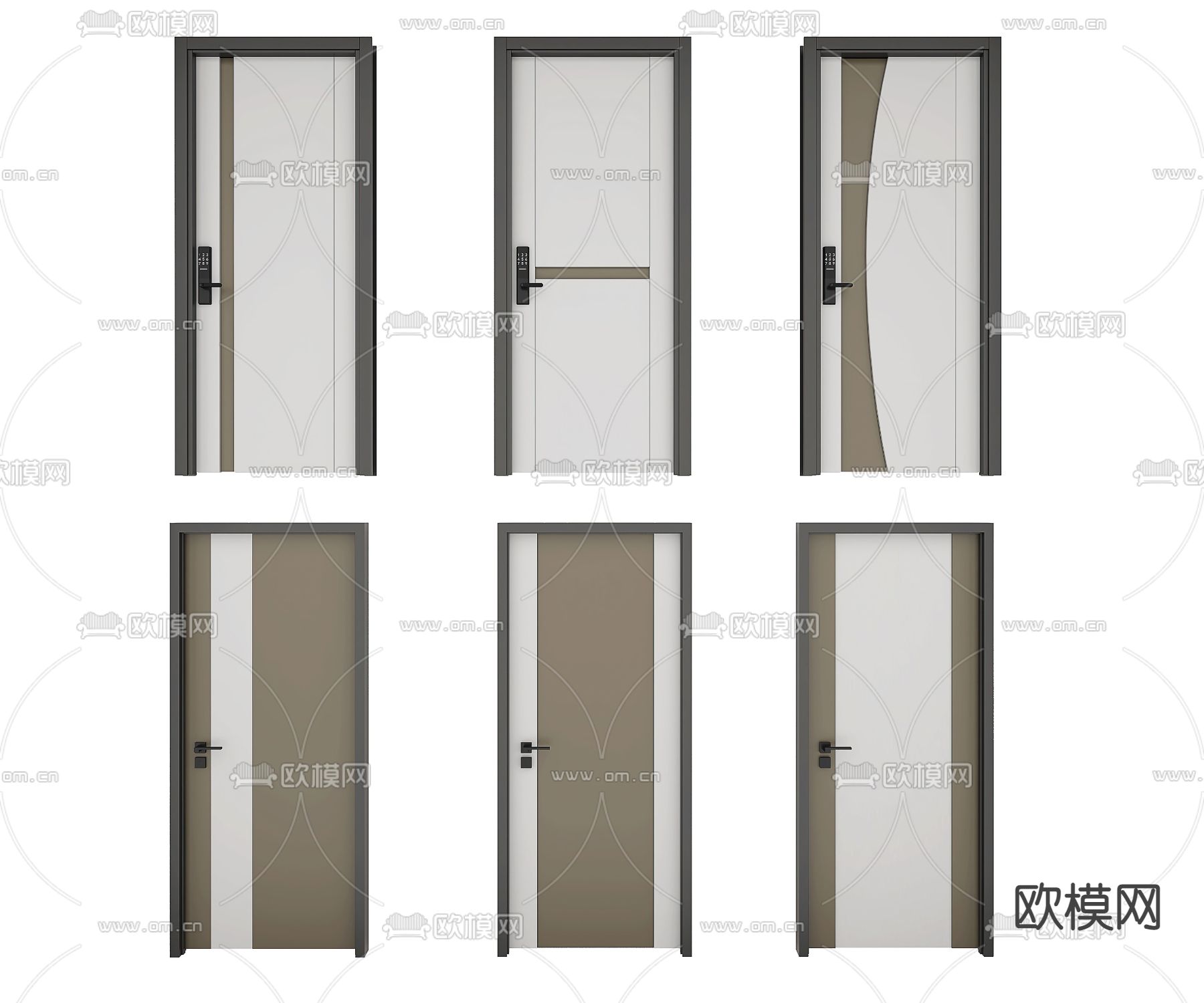 现代房门单开门3d模型下载