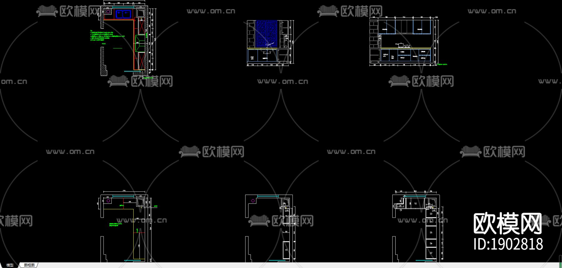 橱柜cad图库下载（渲染图1）