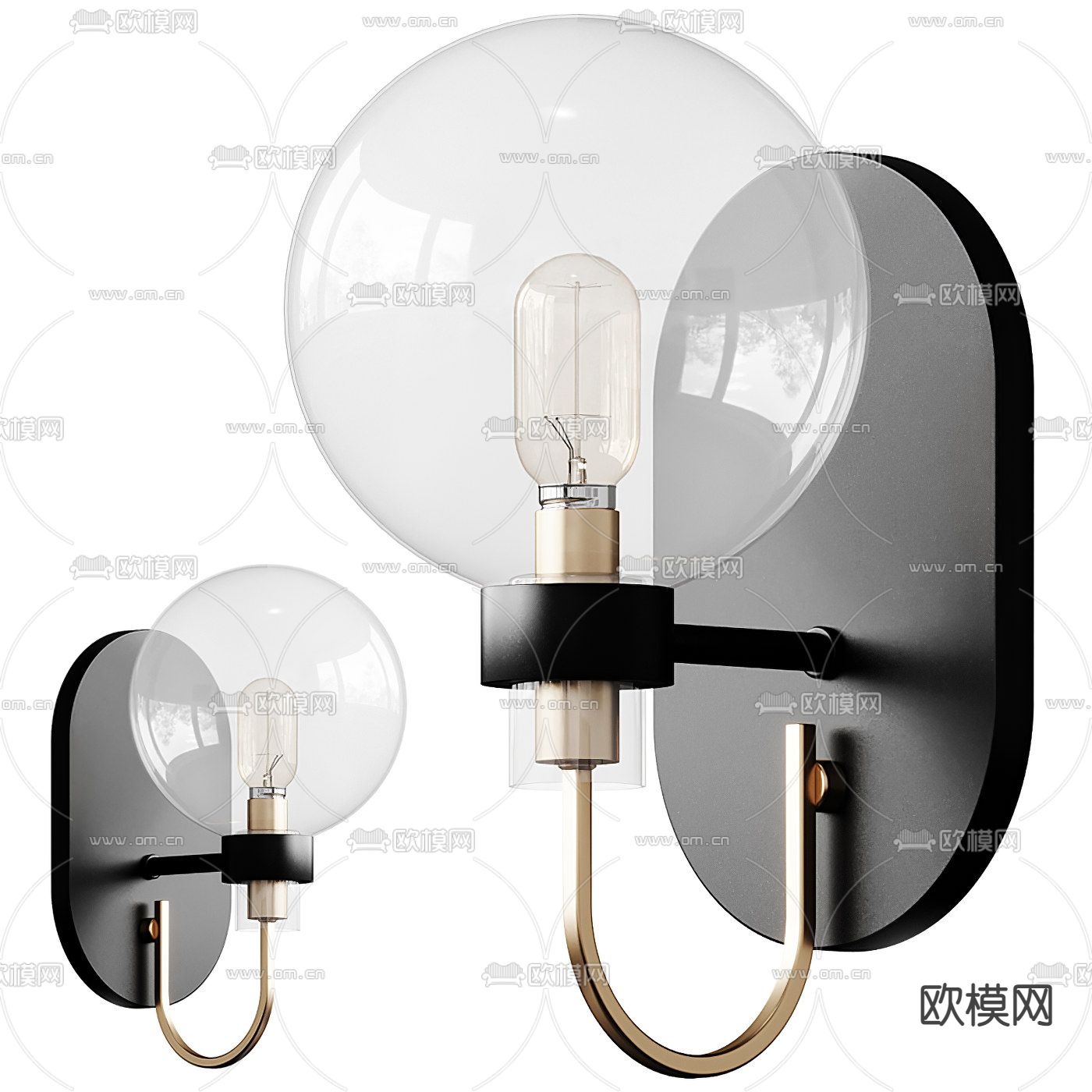 现代玻璃灯泡壁灯3d模型下载