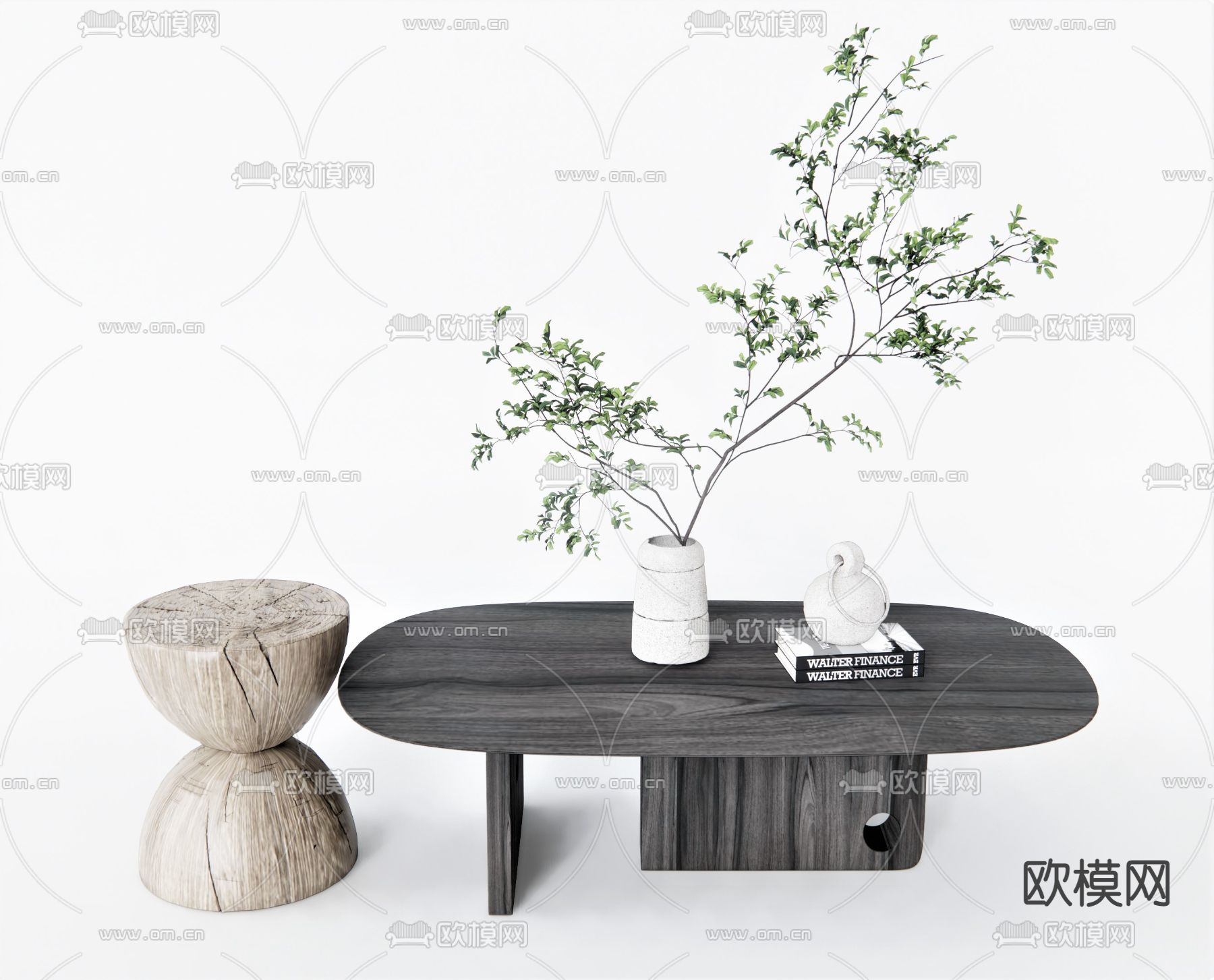 北欧实木茶几su模型下载（渲染图1）