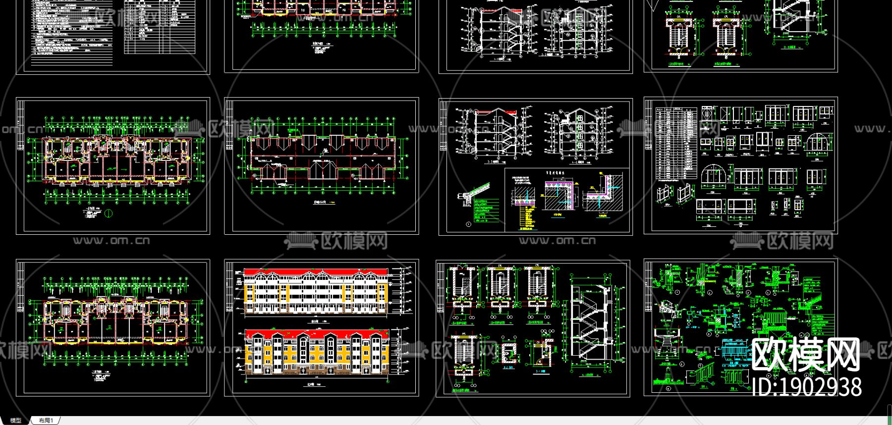 别墅cad施工图下载（渲染图3）