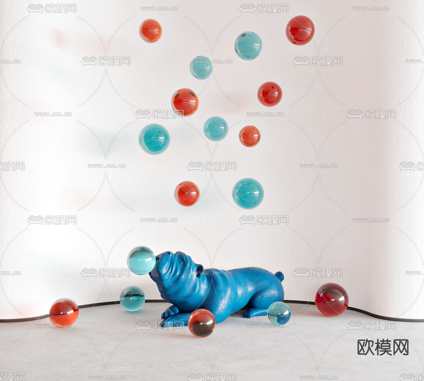 现代动物雕塑摆件3d模型下载