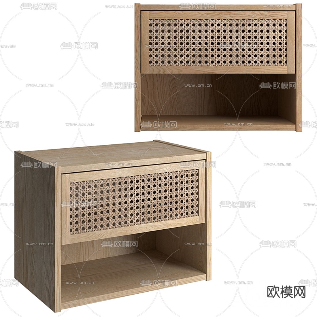 北欧实木床头柜3d模型