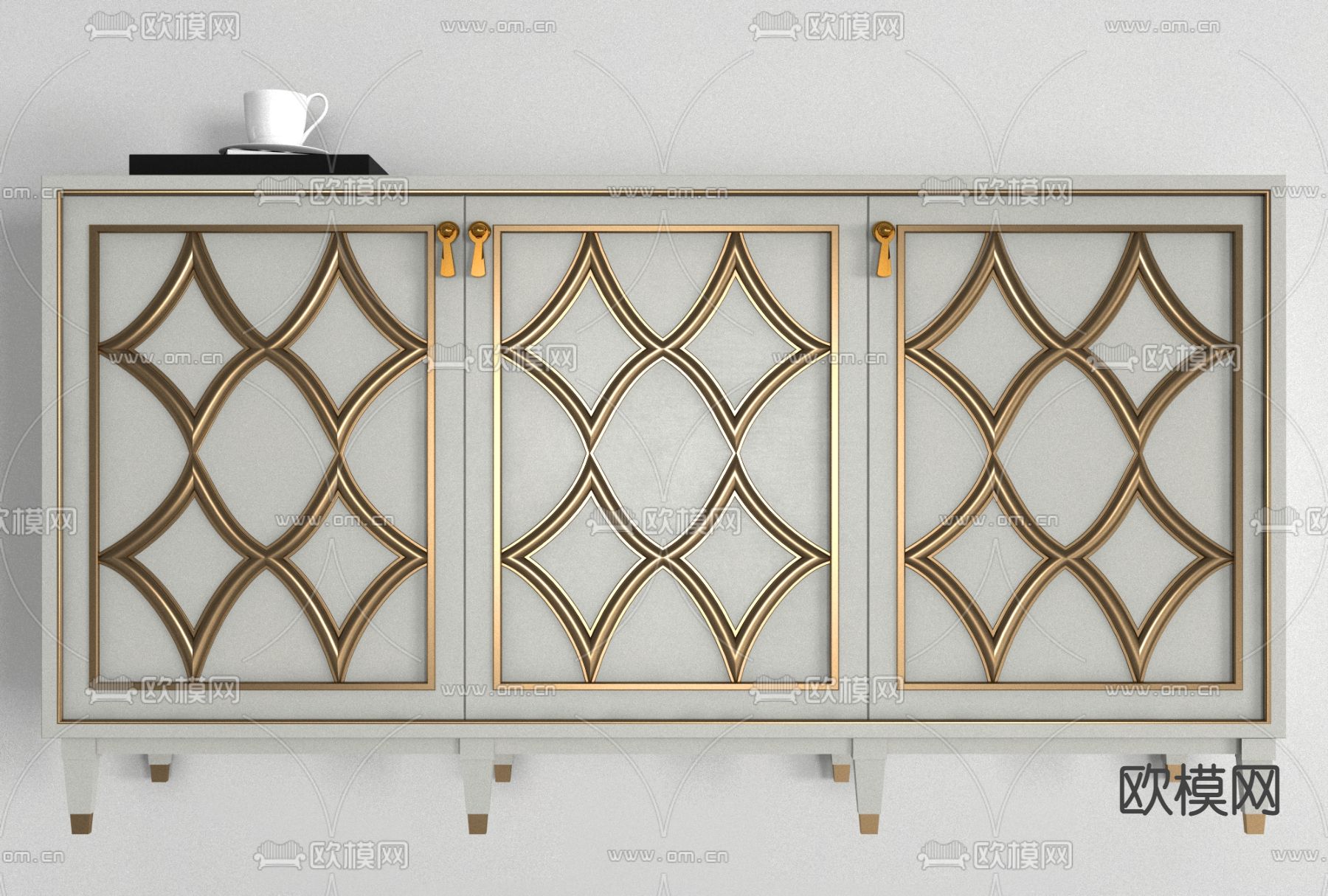 现代简约边柜免费3d模型下载