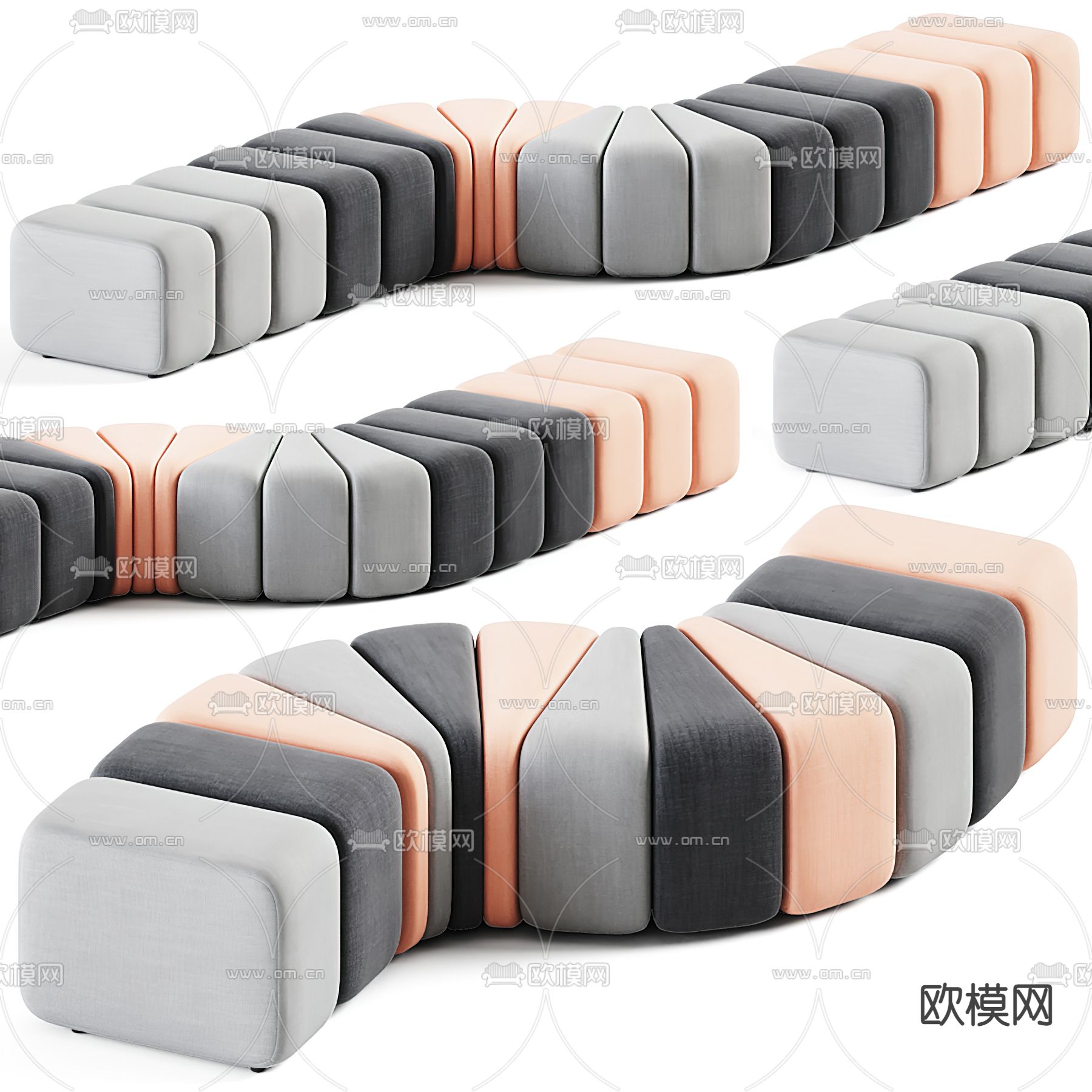 现代拼接办公沙发3d模型