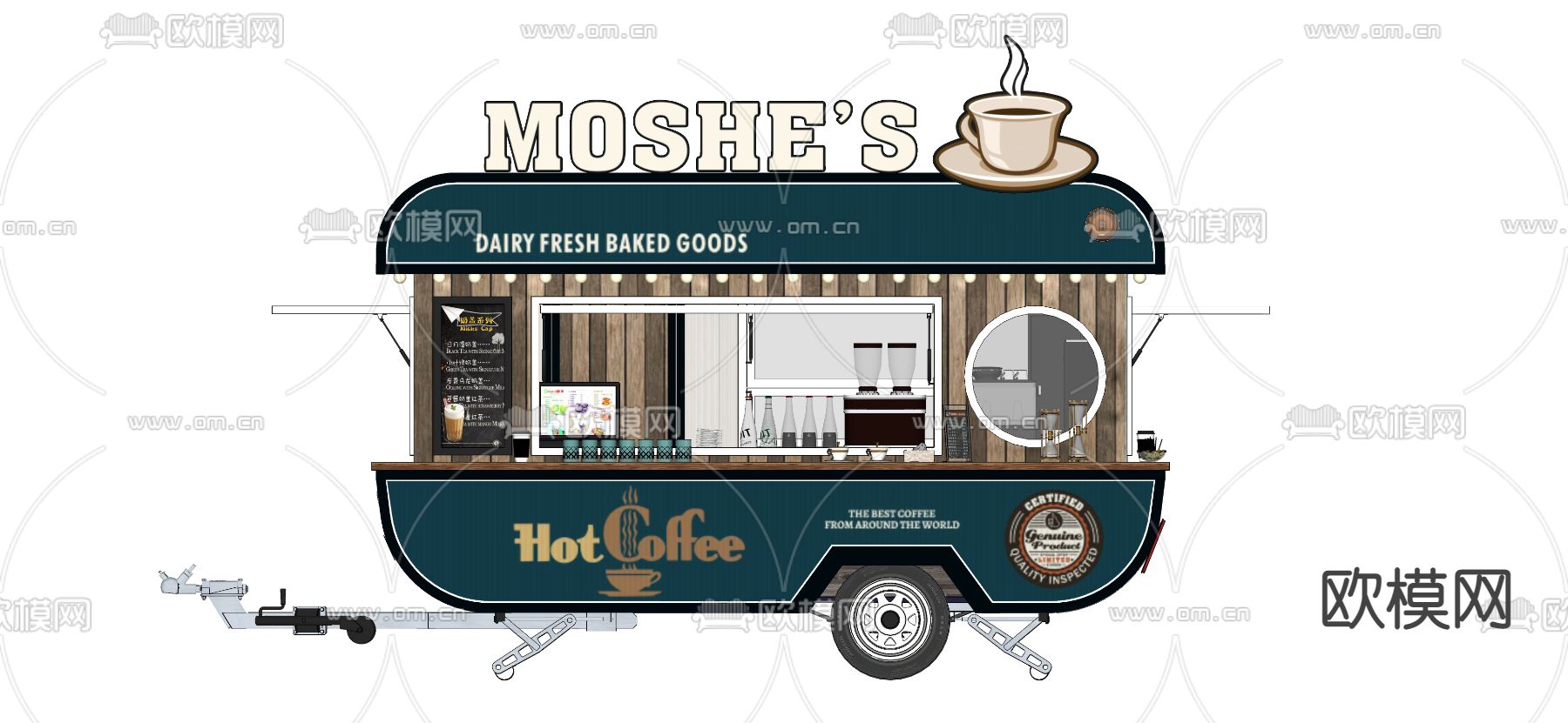 现代餐车移动服务亭su模型下载