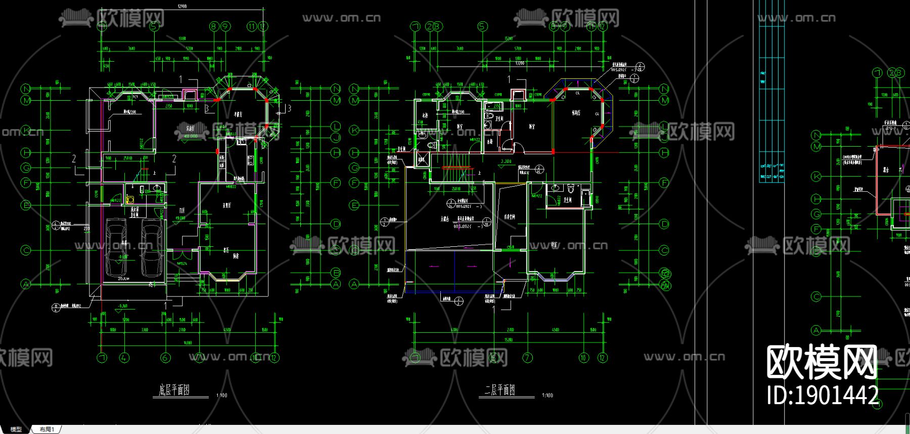 10号别墅建筑cad施工图下载（渲染图1）
