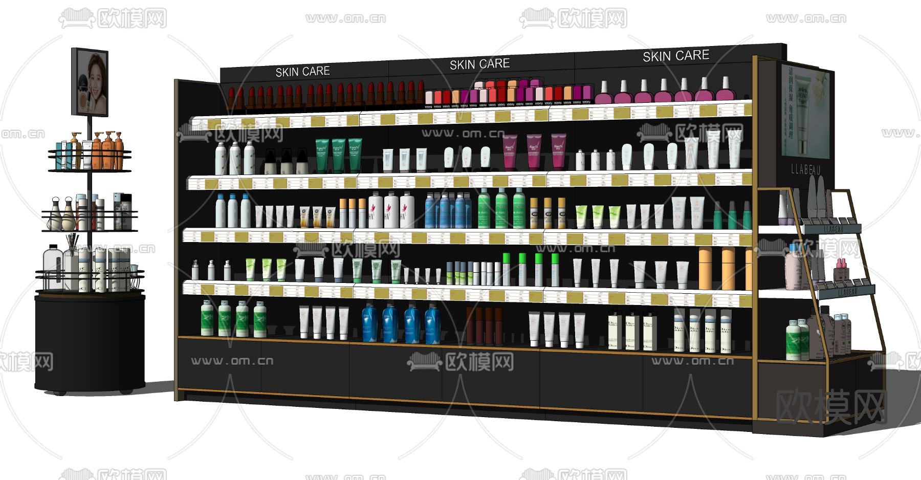 现代化妆品货架su模型下载