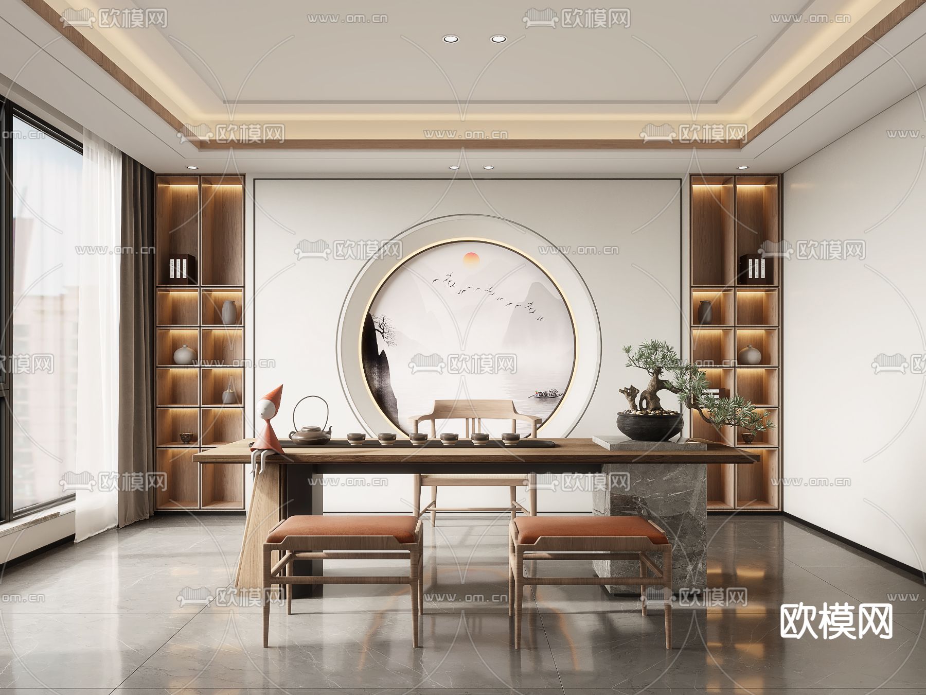 新中式茶室3d模型