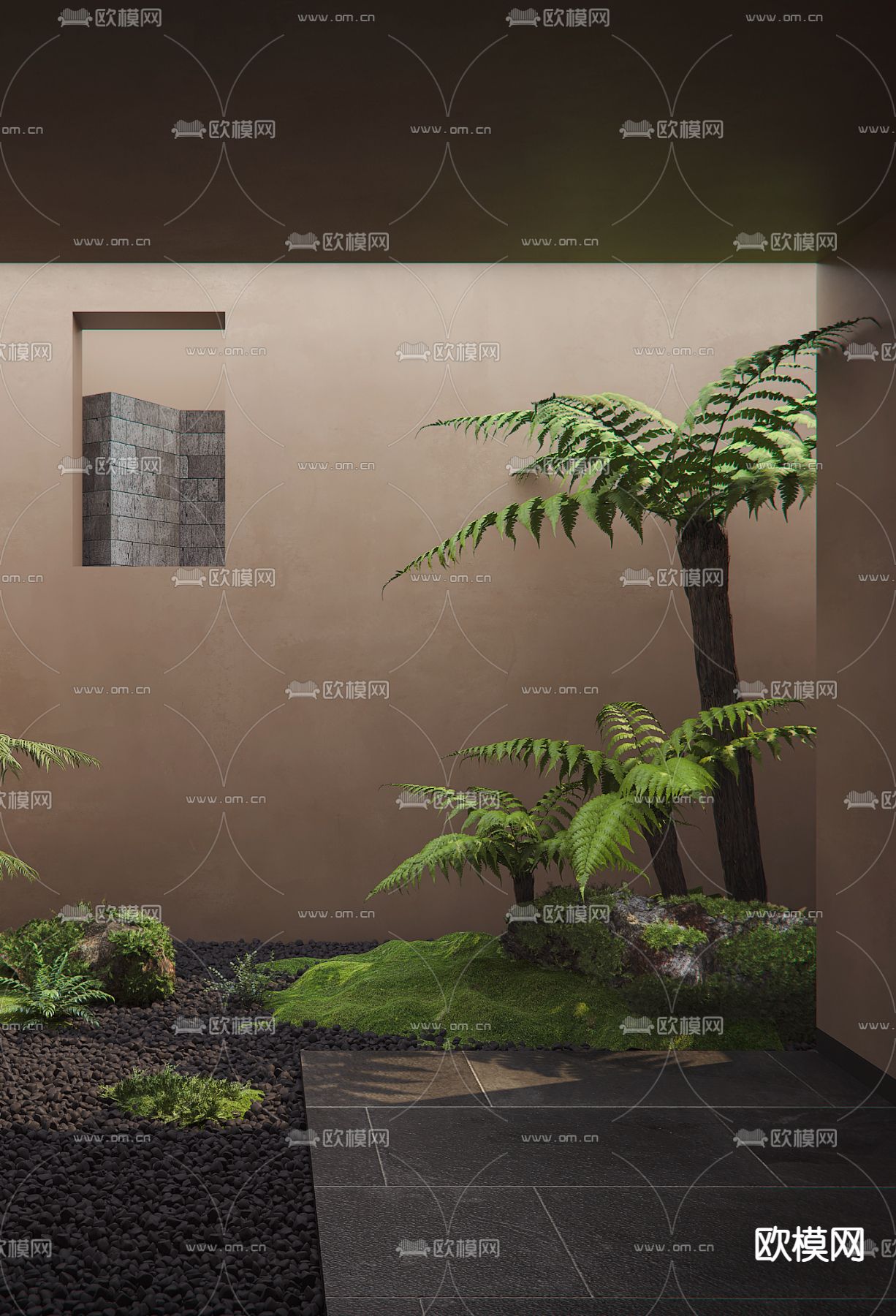 现代庭院景观小品3d模型下载（渲染图2）