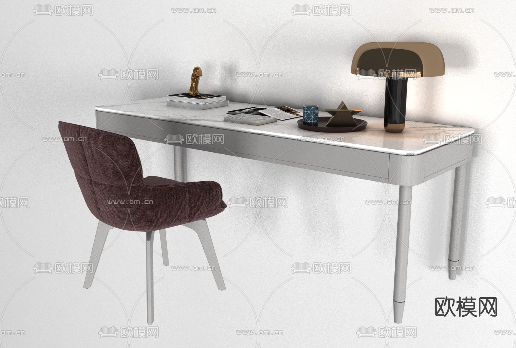 北欧简约书桌椅免费3d模型下载