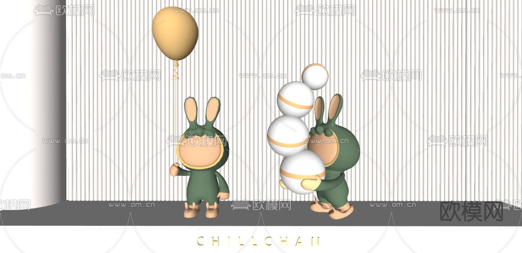 现代创意台灯su模型下载（渲染图2）