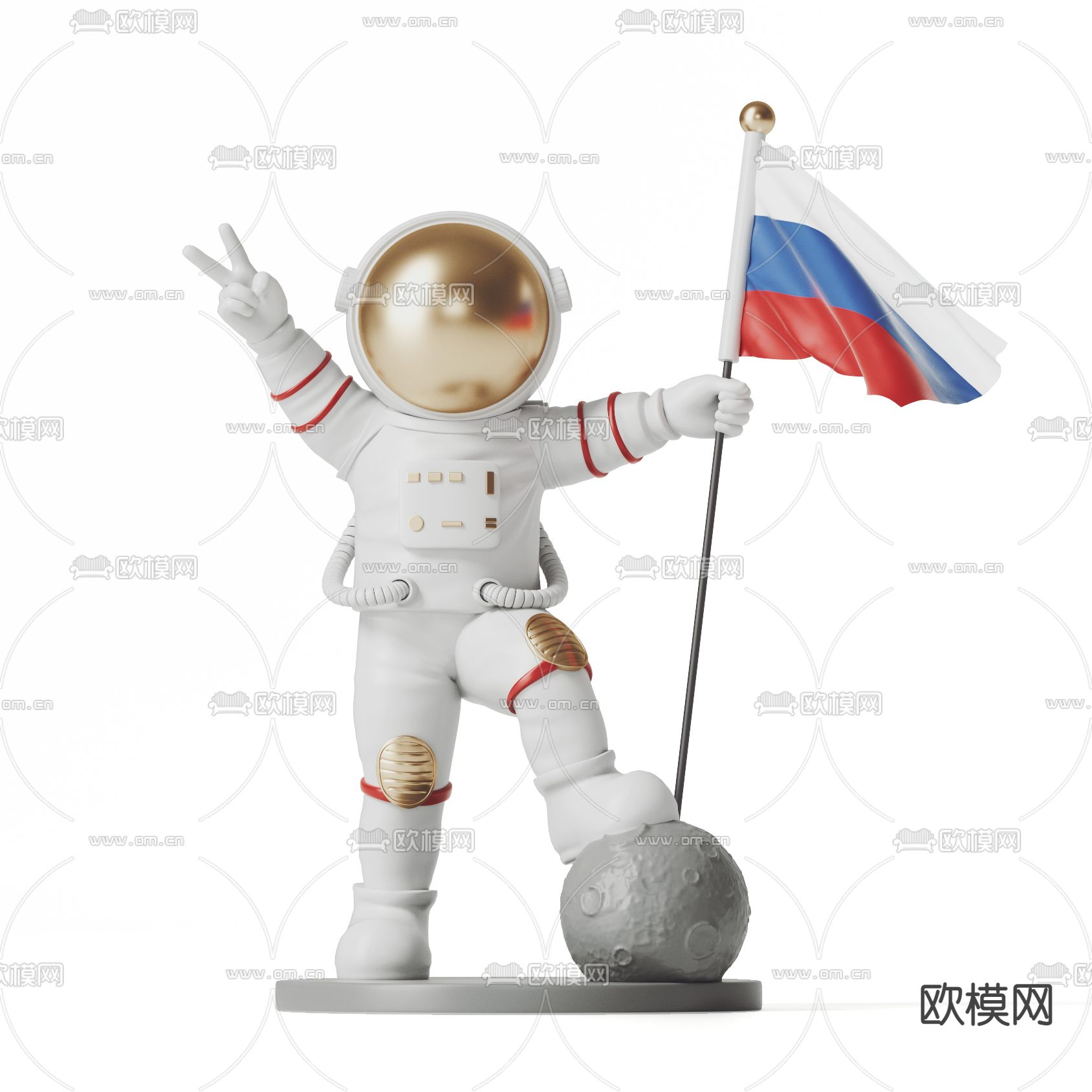 现代宇航员雕塑摆件3d模型下载