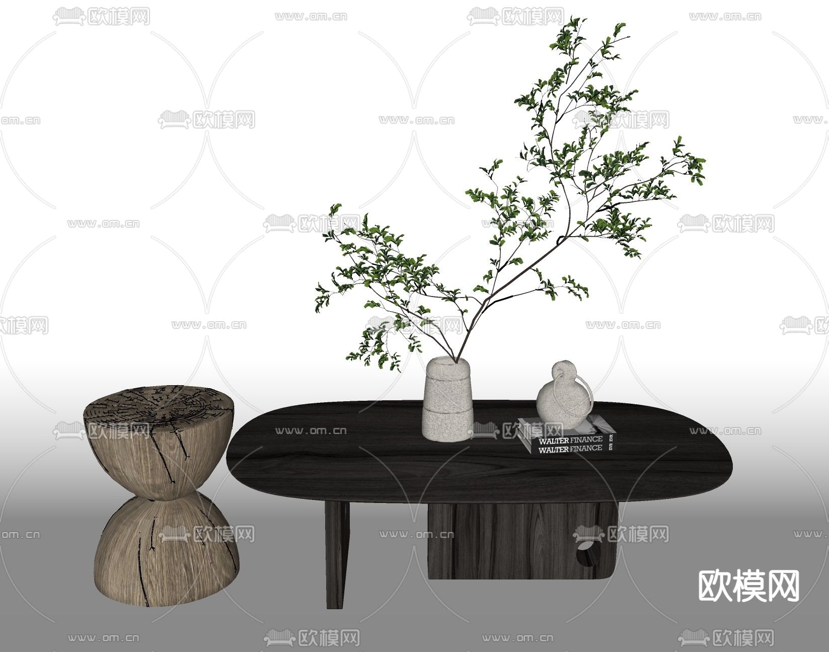 北欧实木茶几su模型下载（渲染图2）