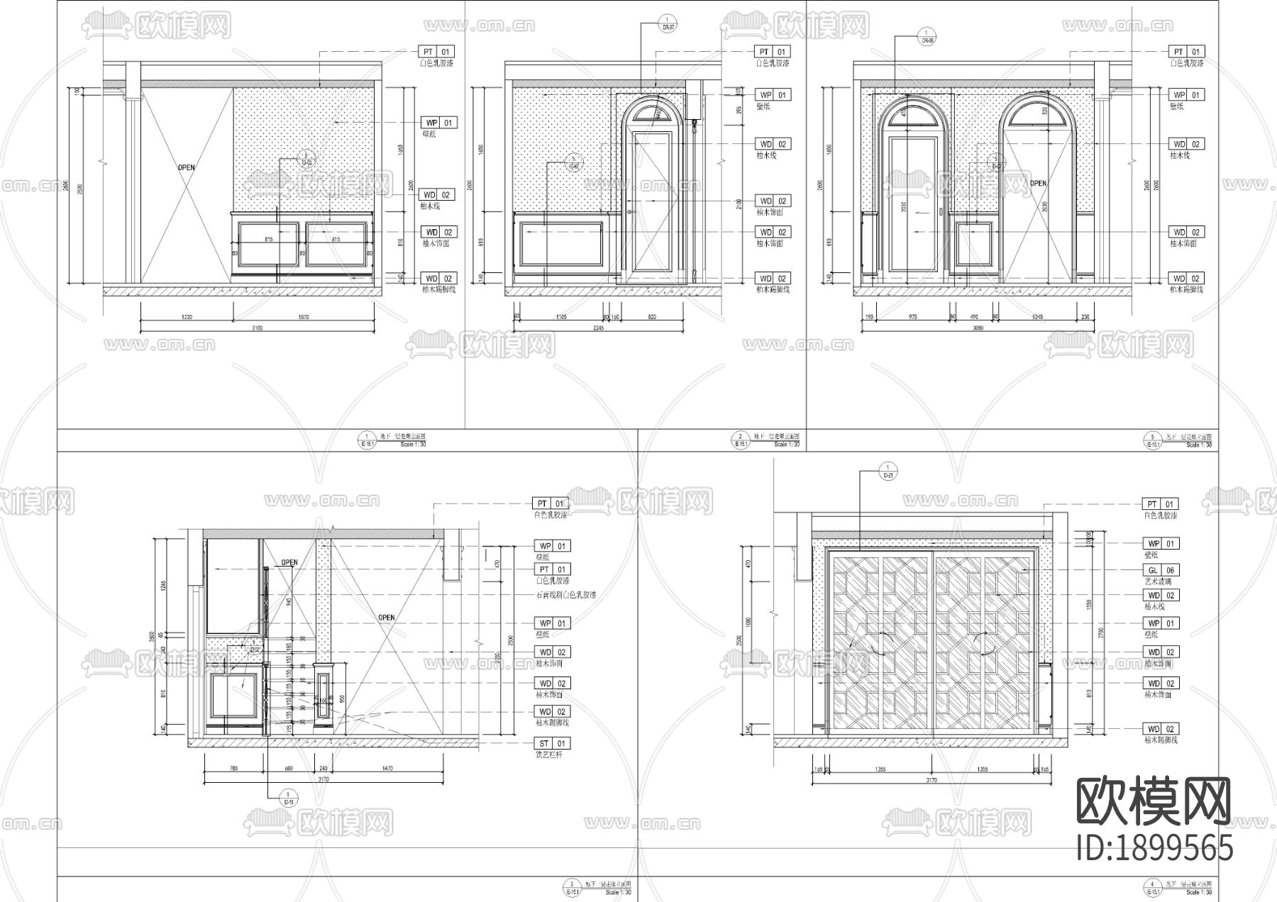 洋房楼梯cad立面图下载（渲染图2）