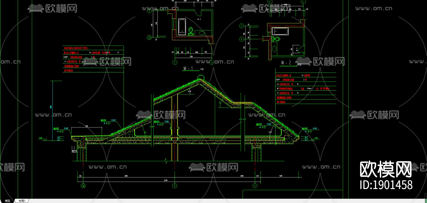 别墅住宅cad施工图下载（渲染图3）