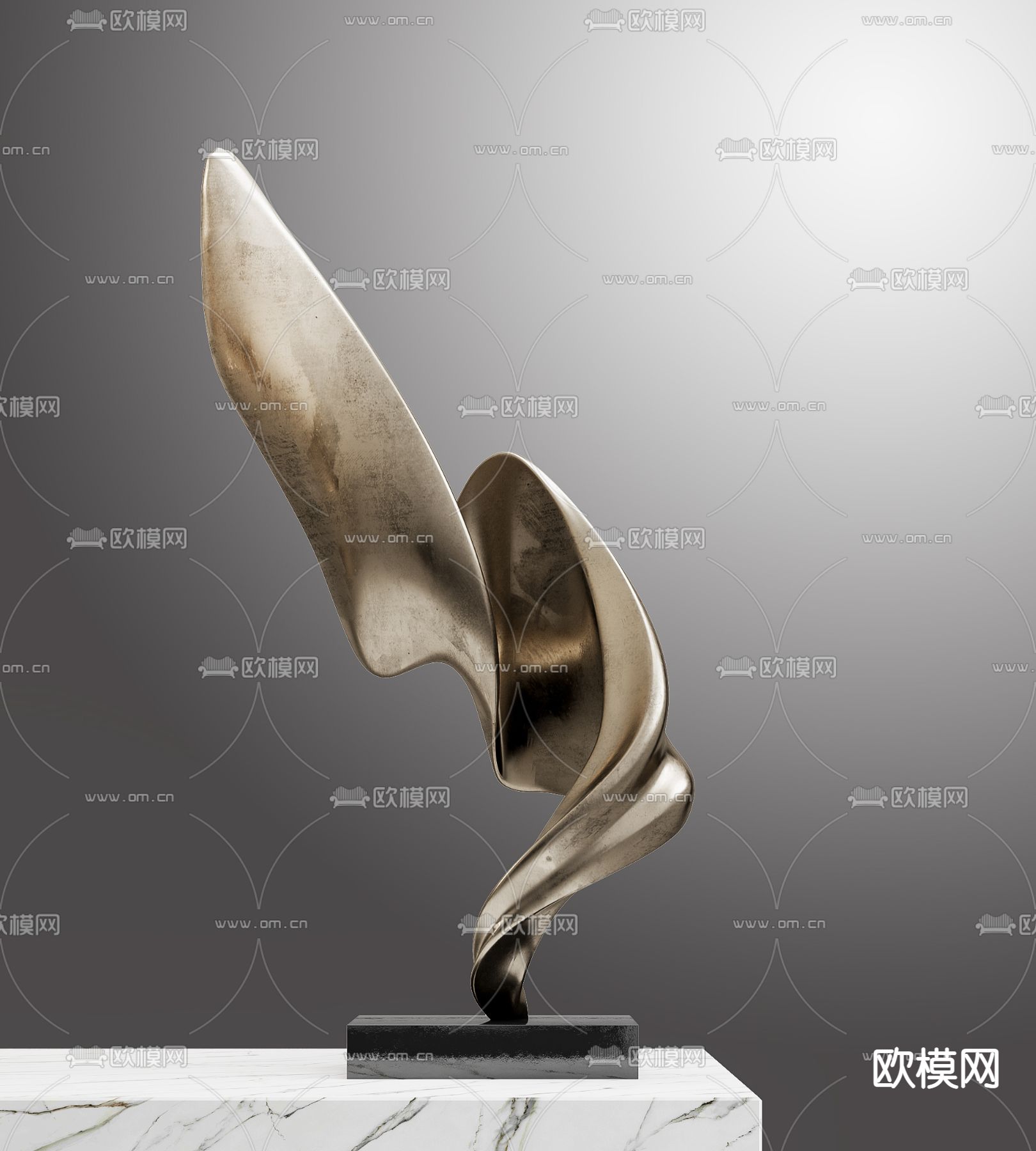 现代抽象金属雕塑3d模型下载