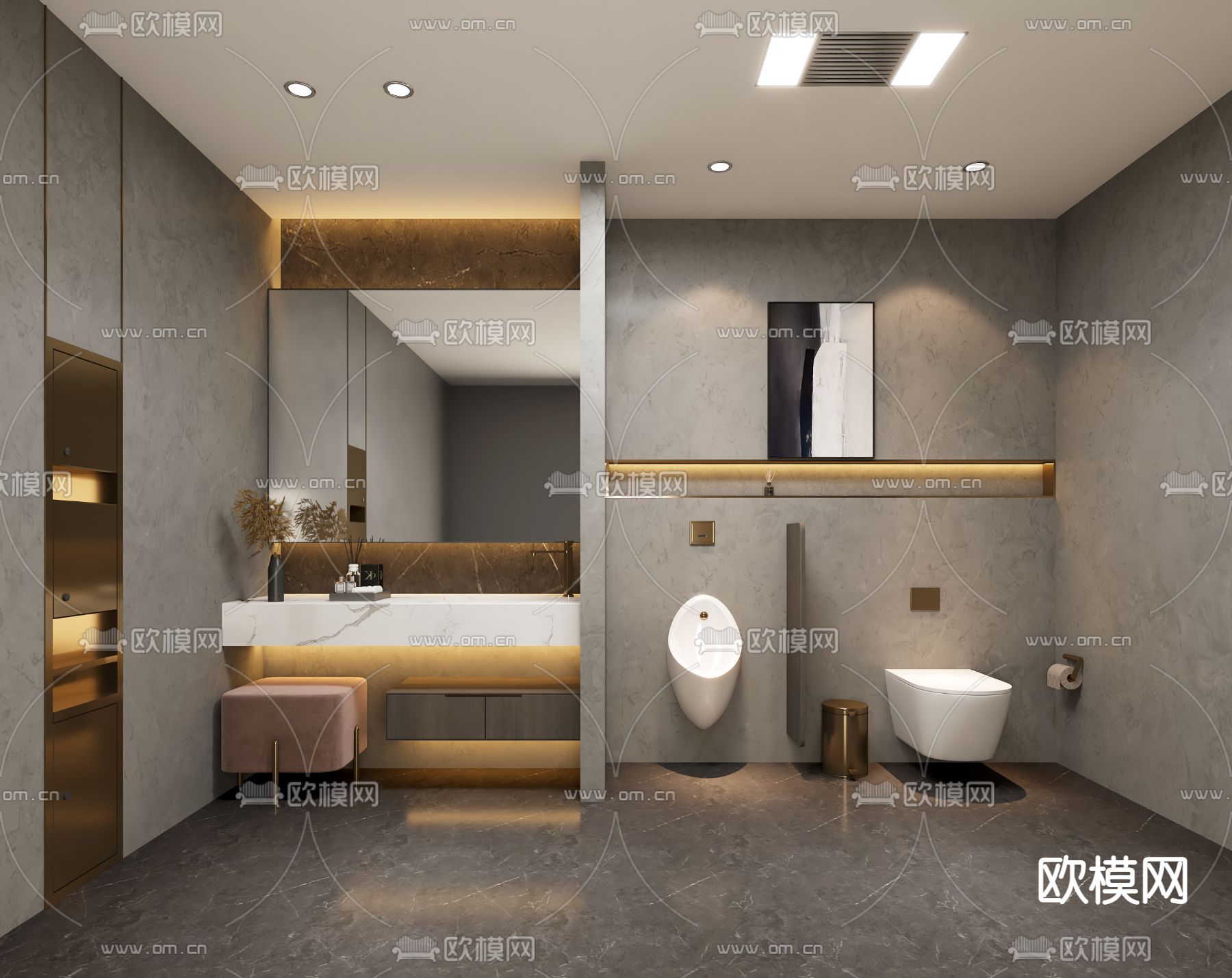 现代公共卫生间3d模型