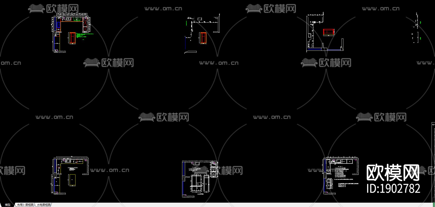 橱柜cad图库下载（渲染图1）